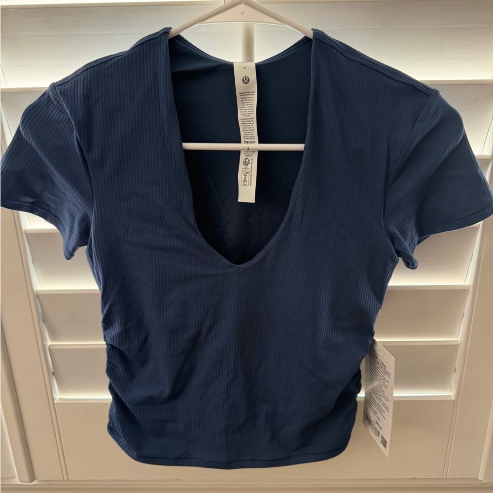 Lululemon Athletica Navy V-Neck Short Sleeve Top